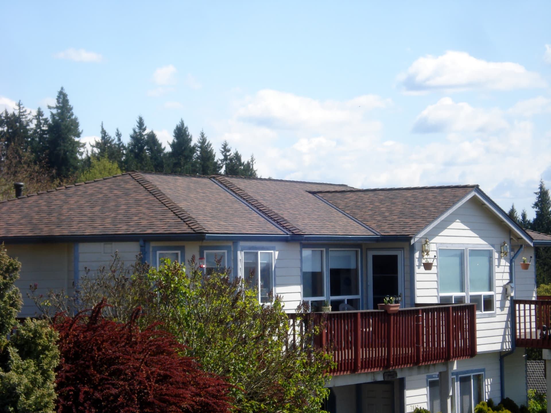 Finished brown architectural shingle roof on a Pierce County home after full replacement